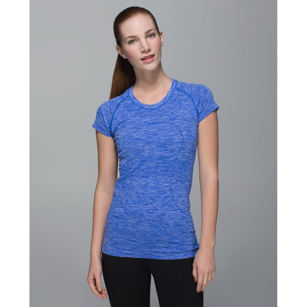 Lululemon Swiftly Tech Short Sleeve Crew Space Dye Heather Harbour Blue Women 10